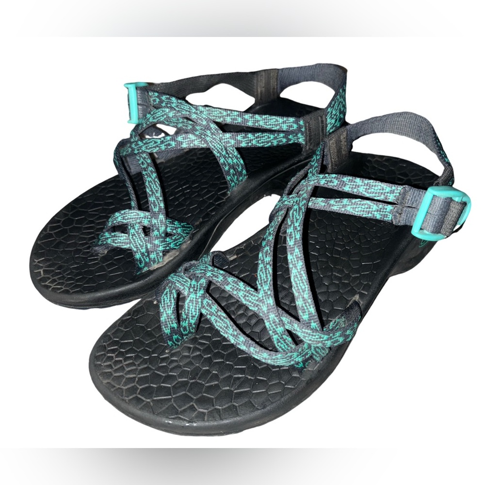 Chaco Green Black Gorp Outdoor Activewear Adjustable Strap Sandals Toe Loop - Picture 3 of 8